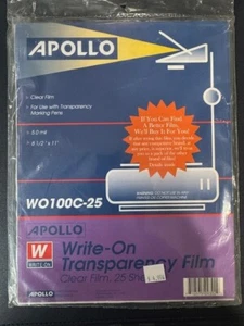 Apollo CLEAR FILM 8.5" x 11" WO100C-F25 WRITE ON FILM 25 SHEETS - Picture 1 of 2