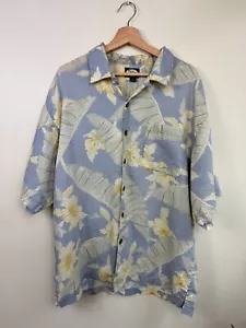 Tommy Bahama Blue 100% Linen Hawaiian Button Up Shirt Size XL Tropical Travel - Picture 1 of 12