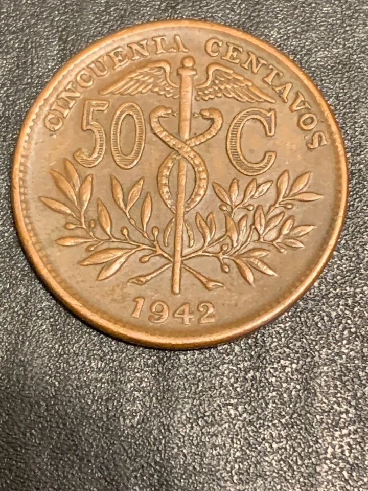 1942  Bolivia 50 Centavos KM# 182a.2    lot # 1887 - Image 1 of 4