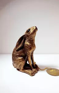 Small Bronze Colour resin Moon Gazing Hare Figurine - 12 cm - Picture 1 of 6