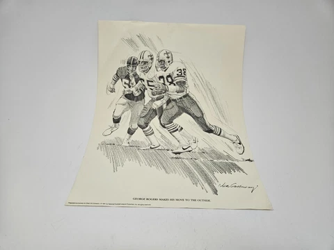 VINTAGE 1981 GEORGE ROGERS MAKES HIS MOVE NEW ORLEANS SAINTS SHELL OIL POSTER Cover