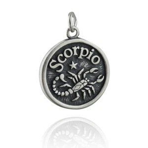 Scorpio Sign Zodiac Charm  w/ Passionate Trait - 925 Sterling Silver Stars - Picture 1 of 6