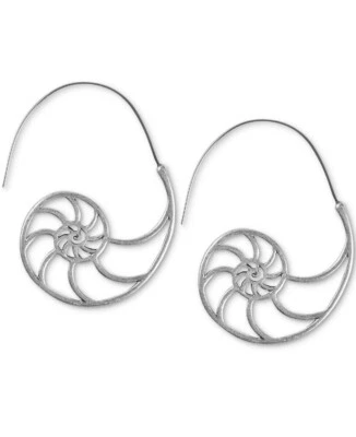 Brincos de argola concha a céu aberto tom prata marca sorte US$ 29 F213 - Imagem 1 de 4