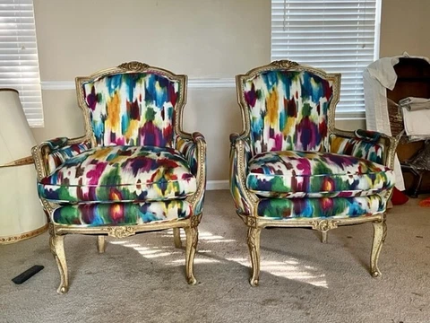 Antique Louis XV French accent chairs: set of 2 Cover