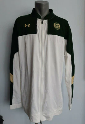 Colorado State Rams Track Top Jacket Under Armour Size XXL Green White Full Zip - Image 1 of 4