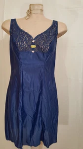 U8 Charmor Unterkleid Nachtkleid mit Spitze Größe 42 Farbe Marineblau - Bild 1 von 7