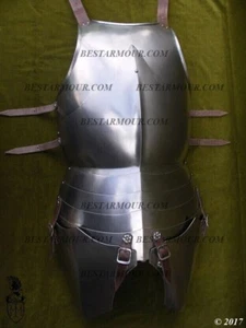 Armadura corporal de acero medieval larpa gótica caballero cuero placa de pecho delantera y trasera - Imagen 1 de 3