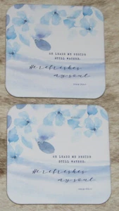 "LEANIN TREE ""Refreshes My Soul"~Juego de 2 posavasos~Corcho Back~3.75"x3.75" #55572-5 - Imagen 1 de 2
