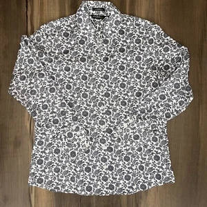 Eddie Bauer Women’s Button Up Shirt Floral Print Cotton Blend Black And White L - Picture 1 of 8
