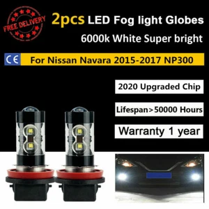 Super bright H11 projector LED bulbs/globe for Nissan Navara 2015-2017 NP300 fog - Picture 1 of 12