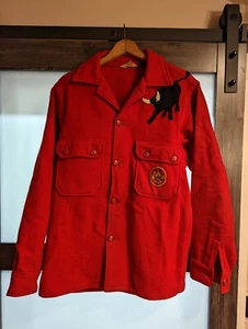 Vintage Boy Scouts Of America Official Red Wool Blend Jacket Size 40 - Picture 1 of 8