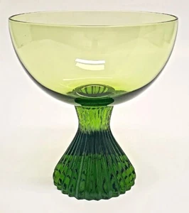 Vtg Lenox TEMPO Hand Blown Crystal Emerald Green Champagne Ribbed Footed S/3 - Picture 1 of 10