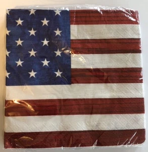 Flag Paper Luncheon Napkin Patriotism Made in USA Stars Stripes Fourth July 4th - Picture 1 of 12