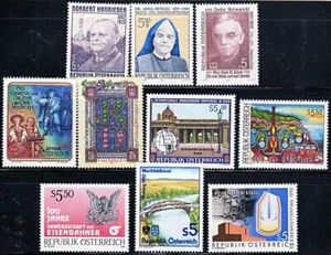 π AUSTRIA 1992 EVENTS x10 STAMPS MNH RELIGION, BRIDGES, TRAINS, RAILROADS - Picture 1 of 1