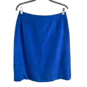 Clare Joseph Vintage Hand Loomed Pure Matka Silk Blue Skirt Sz 10 - Picture 1 of 9
