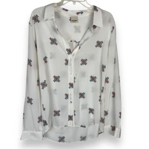 Baldwin KC 100% Silk Blouse Womens Size XL Geometric Print Office Siren Artsy - Picture 1 of 9