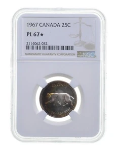 PL 67* 1967 Canada 25 Cents - Graded NGC - Beautiful Color *3631 - Picture 1 of 3