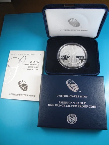 2015-W PROOF AMERICAN SILVER EAGLE ONE OUNCE COIN ORIGINAL US MINT BOX&COA (ES6) Cover