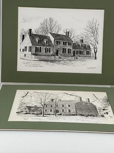 Set Of 2 Bulent Atalay 1972 Matted Prints Martha Washington House & Kenmore - Picture 1 of 13