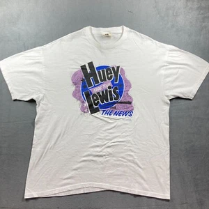 Vtg 90s Huey Lewis and the News White T Shirt Size XL Winterland - Picture 1 of 7