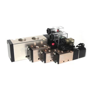 1/8" Air Pneumatic Electric Solenoid Valve Kit 2 Position 5 Way DC12V/24V AC220V - Picture 1 of 11