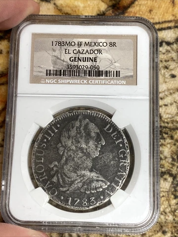 NGC 3741818-004 1783 MO FF MEXICO 8R EL CAZADOR GENUINE Shipwreck 8 Reales Cover