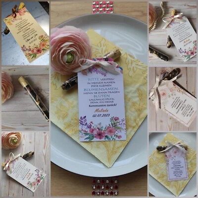 Gastgeschenk Glas Blumensamen Anhänger Hochzeit Taufe Kommunion Einschulung - Bild 1 von 4