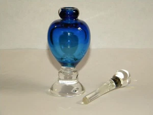 PERFUME DE COLECCIÓN AZUL JOVEN Y CONSTANTIN CON TAPÓN ART DECO VIDRIO AZUL COBALTO - Imagen 1 de 12