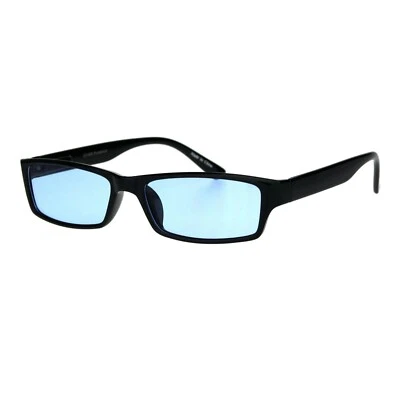 Black Rectangular Frame Sunglasses Color Lens Small Size Spring Hinge UV400 - Изображение 1 из 4