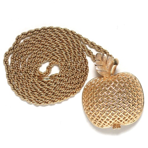 Collana con ciondolo spilla mela Christian Dior vintage tono oro rara Germania