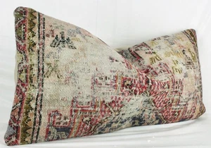 Funda Almohada Kilim Turco Decorativa Rojo Rosa Verde Marrón 12x24 Cojín Sofá Rojo - Imagen 1 de 9