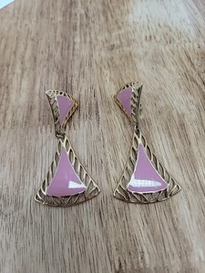 Pendientes de clip Monet de colección para mujer dorados/rosa llamativos colgantes - Imagen 1 de 5