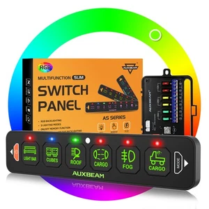 Auxbeam Slim 6 Gang Switch Panel Relay System For Truck ATV UTV Marine SUV Cars - Picture 1 of 10