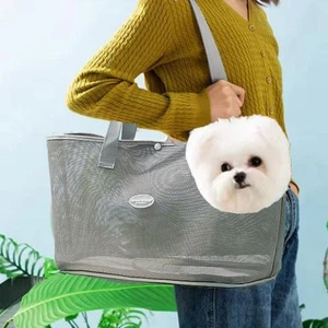 Breathable Puppy Shoulder Handbag Mesh Puppy Carrying Bag Outdoor - Picture 1 of 15
