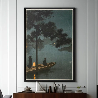Koho Shoda Stars Over Lake Biwa Canvas/Poster Wall Art - Japanese Painting Print - Image 1 of 2
