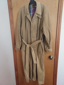 Boston Traders Größe Large Herren Trenchcoat Canvas golden volle Länge mit Bindeband - Bild 1 von 9