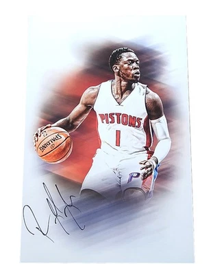 Реджи Джексон литография с автографом 12x18 Detroit Pistons D - Изображение 1 из 2