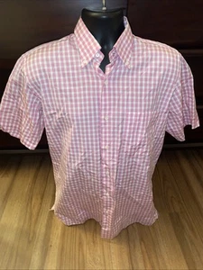 Maus Hoffman Solemare Shirt Mens Size Medium Pink Check Short Sleeve Italy - Picture 1 of 6