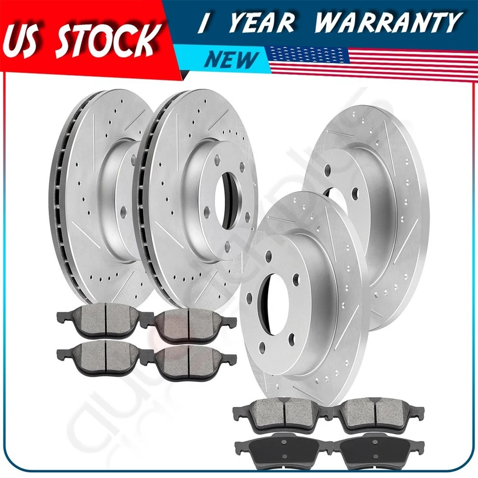 Front + Rear Brake Pads And Rotors Discs For Mazda 3 2.0L 2004-2006 2008-2012 Foto 1 de 4