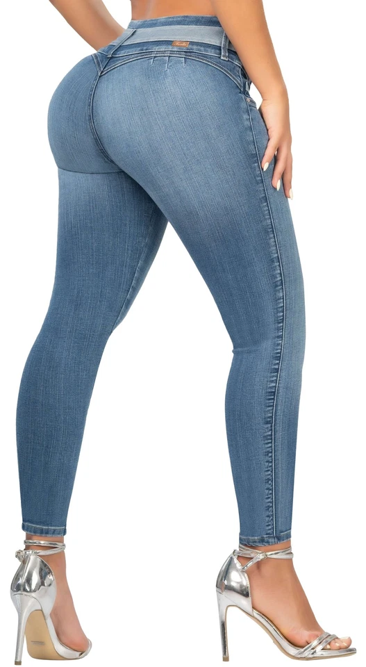 Pantalones Colombianos Levanta Cola | Jeans Colombianos Levantamiento de Glúteos Mujer 542LB - Imagen 1 de 4