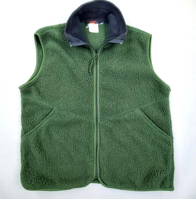REI Sherpa Full Zip Vest Mens Medium Green Polartec Deep Pile  - Image 1 of 4
