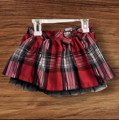 Falda a Cuadros Sonoma Niña Talla 12 Meses Roja Negra Plateada Vacaciones de Navidad Foto 1 de 4