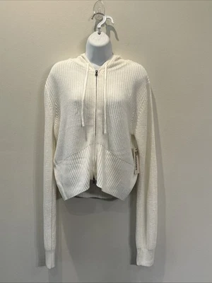 NWT No Boundaries Winter White Zip-up Hooded Cardigan Sweater Womens XL (16-18) - Image 1 of 4