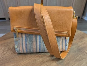 HAMMITT VIP Medium Valley Sunset Crossbody HANDBAG Leather Textile Tan - Picture 1 of 9