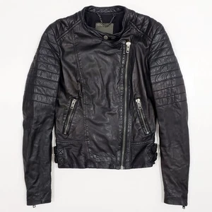 MUUBAA M0434 ABILA Leather Biker Jacket Quilt Detail Aged Worn-In Ombre Uk8 Us4 - Picture 1 of 10