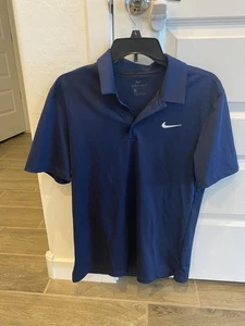 Nike Men’s Dri Fit Golf Navy Polo Size Small - Picture 1 of 3