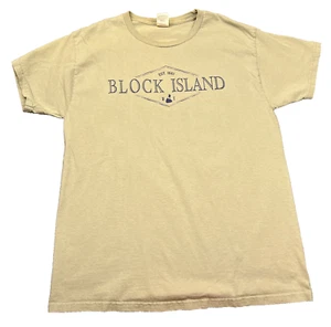 Hanes Block Island Rhode Island T-Shirt Erwachsene Medium Spell Out Biege Tee - Bild 1 von 8