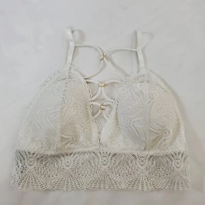 Bralette Boho Racerback de encaje blanco talla mediana grande - Imagen 1 de 6