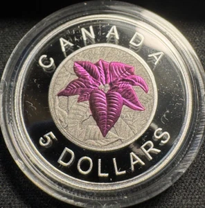 2014 Canada $5 Dollars Flowers in Canada Poinsettia Fine Silver Coin! - Bild 1 von 8