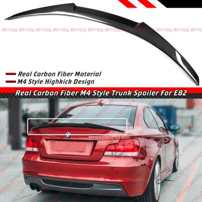 For 2007-2013 BMW E82 125i 135i 1M M4 Style Real Carbon Fiber Trunk Spoiler Wing - Image 1 of 4